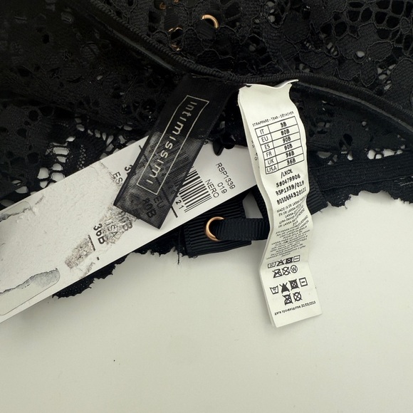 NWT Intimissimi Women’s Italian lace bandeau Strapless bra 36B Black And Gold - Picture 5 of 6